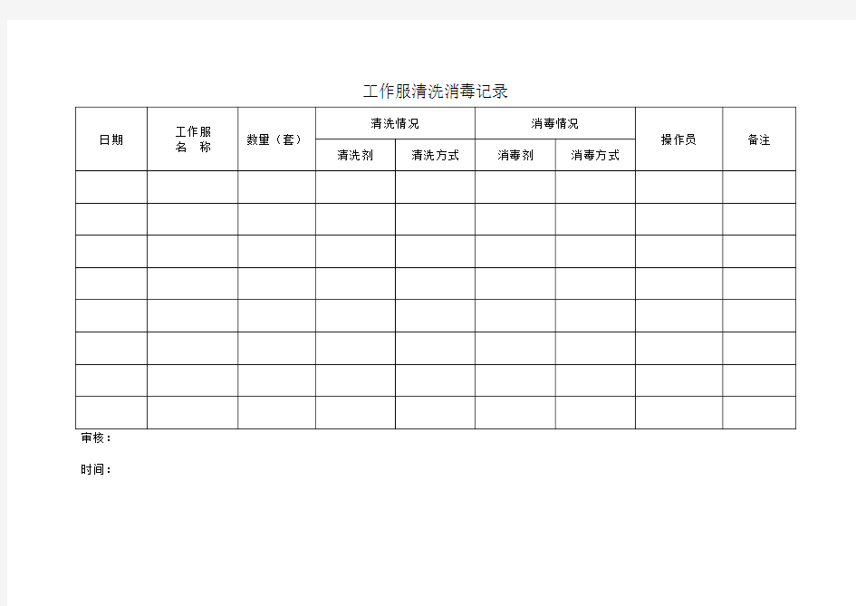 食品从业者工作服清洗消毒记录