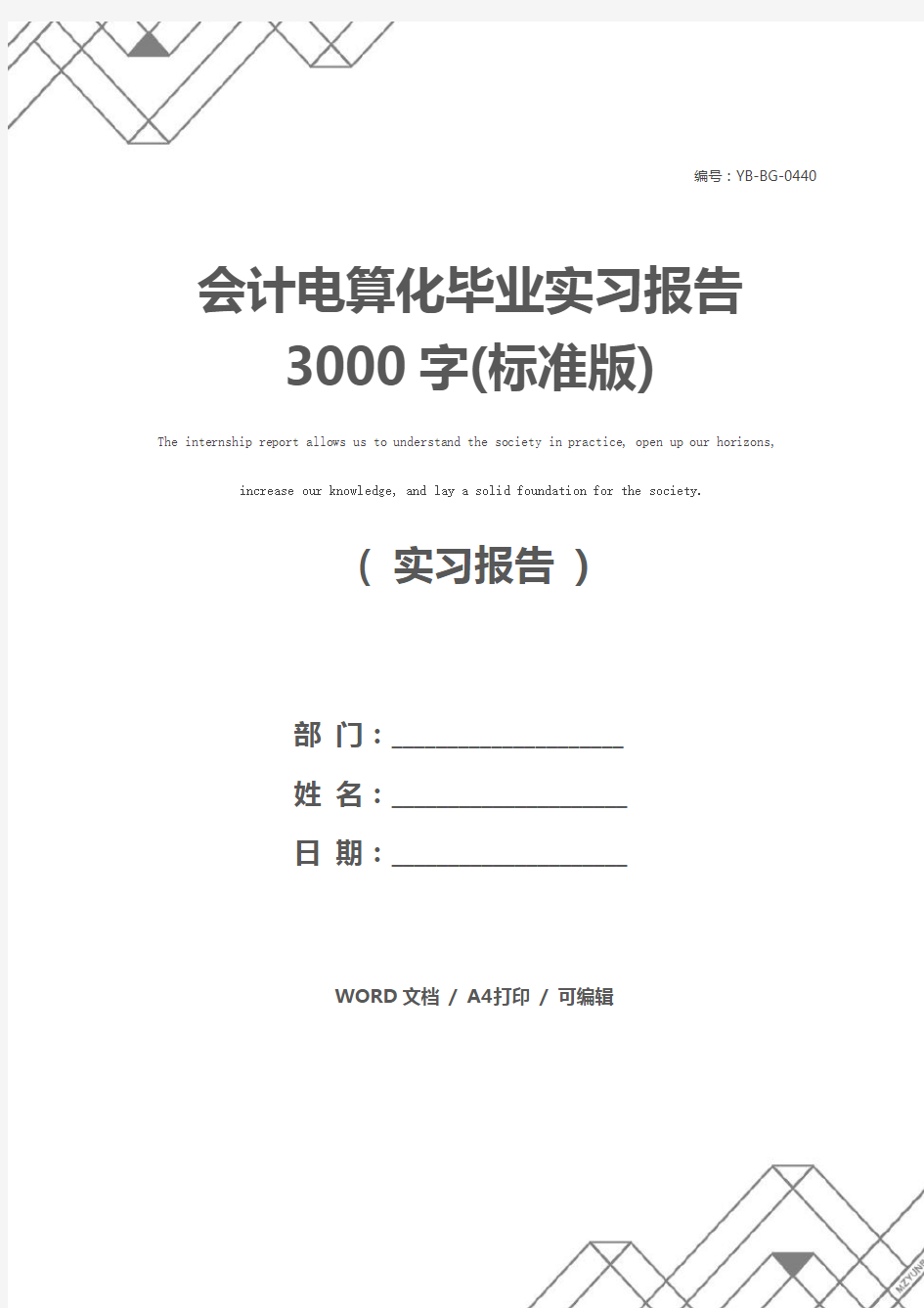 会计电算化毕业实习报告3000字(标准版)