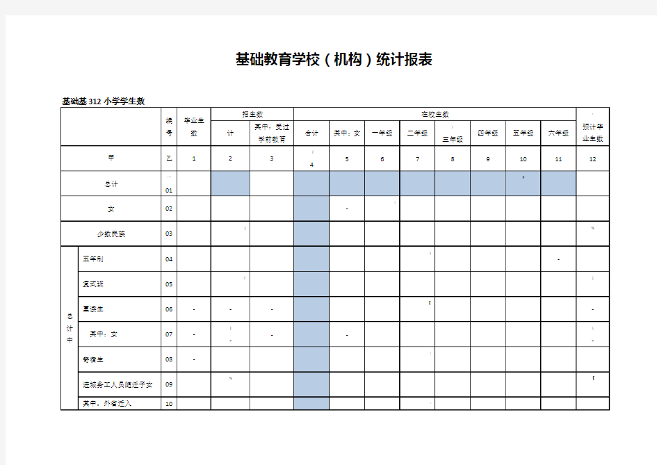 基础教育学校(机构)统计报表