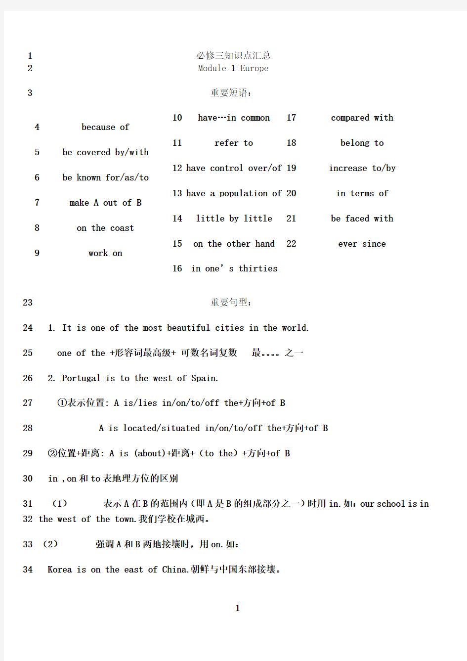 最新外研版高中英语必修三全册重要知识点归纳(词汇_短语_句型_语法总结