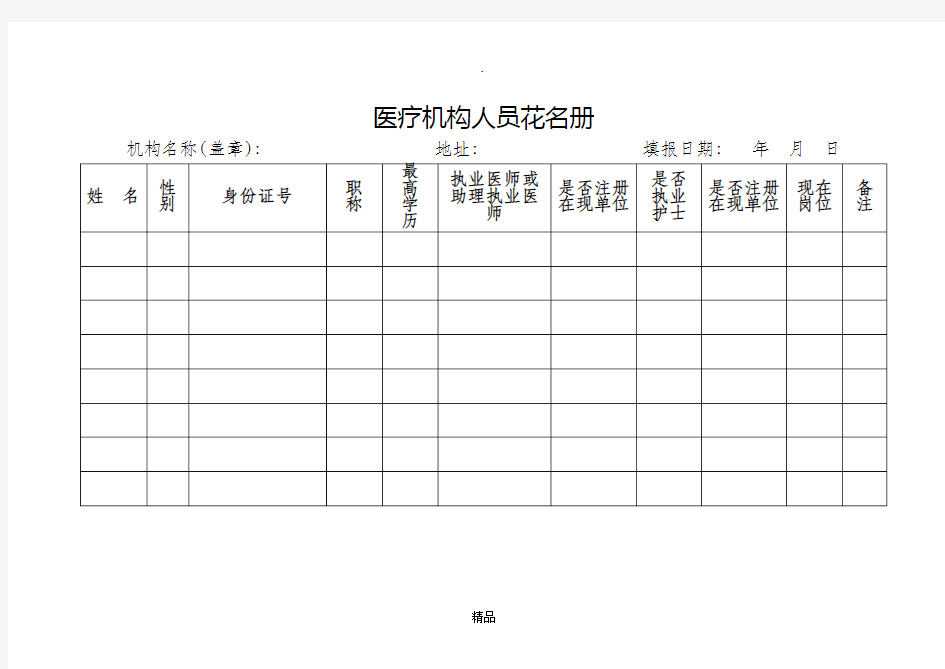 医疗机构人员花名册