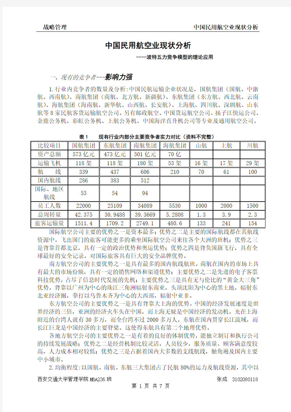 中国航空业现状分析--波特五力竞争模型的理论应用[1]