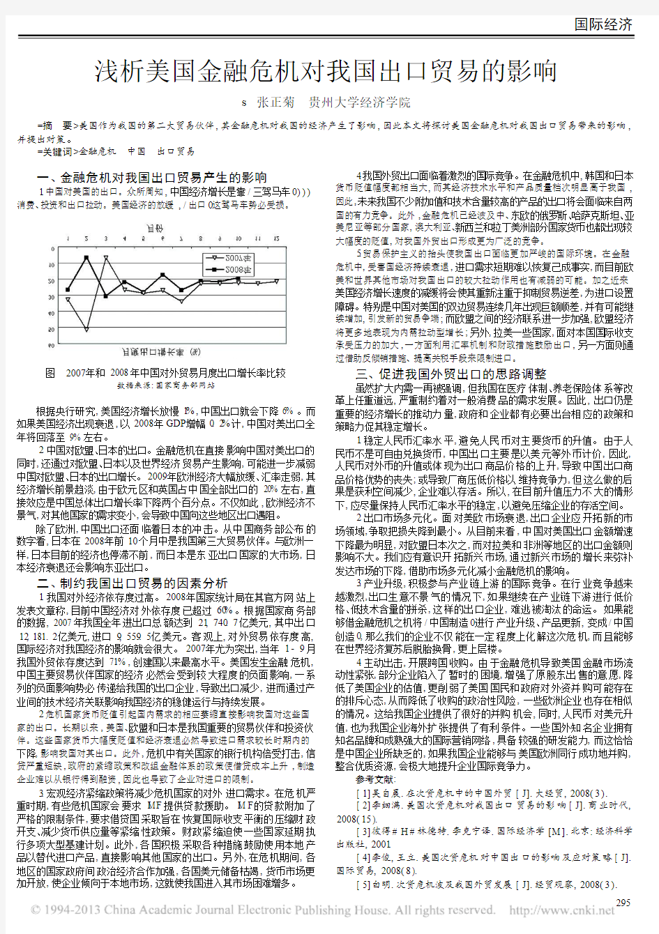 浅析美国金融危机对我国出口贸易的影响_张正菊