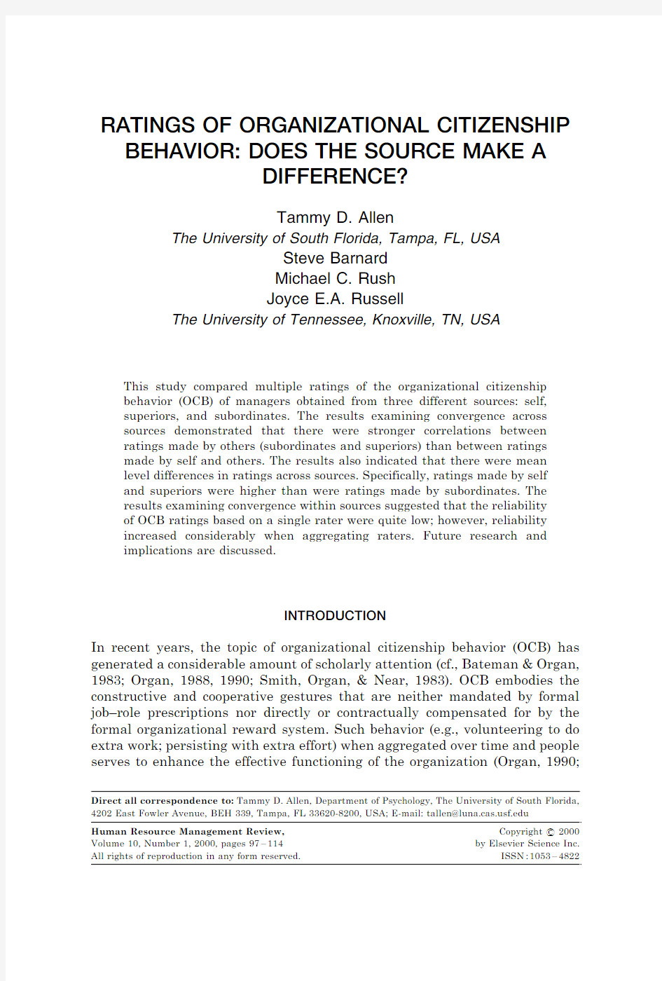 Ratings of Organizational Citizenship Behavior