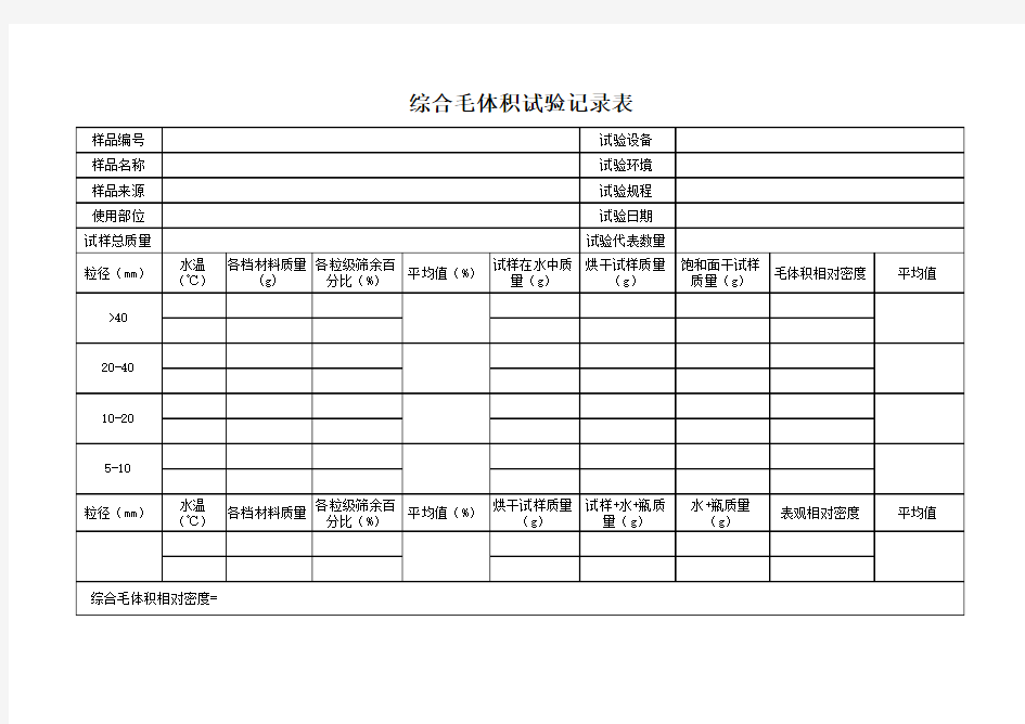 综合毛体积密度计算程序