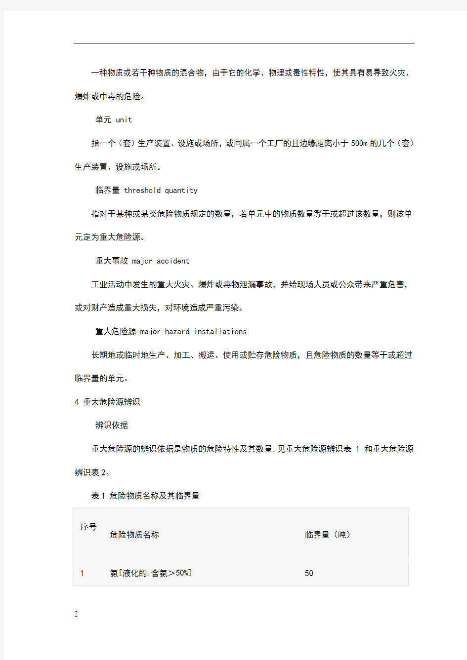 重大危险源辨识的依据和方法