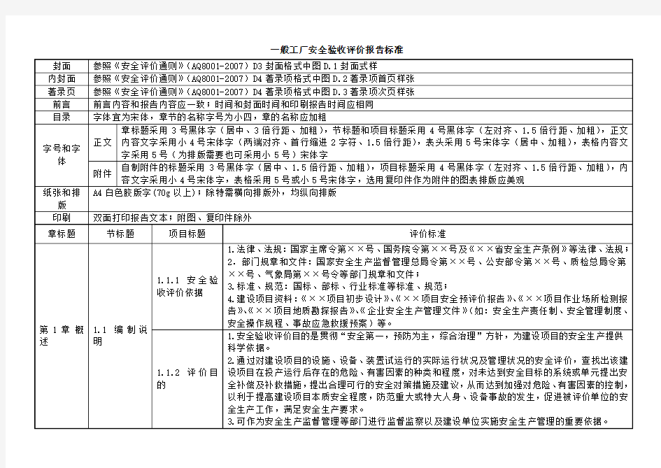 一般工厂安全验收评价报告标准(修改稿)