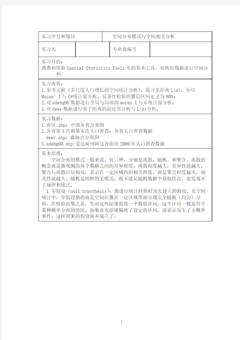 空间分布模式与空间相关分析