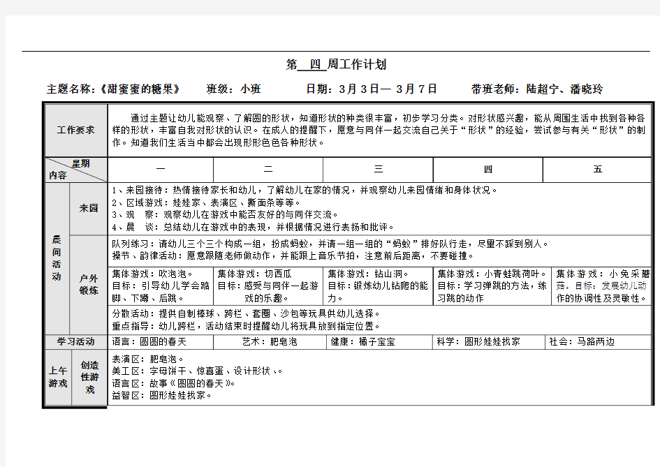 第四周工作计划