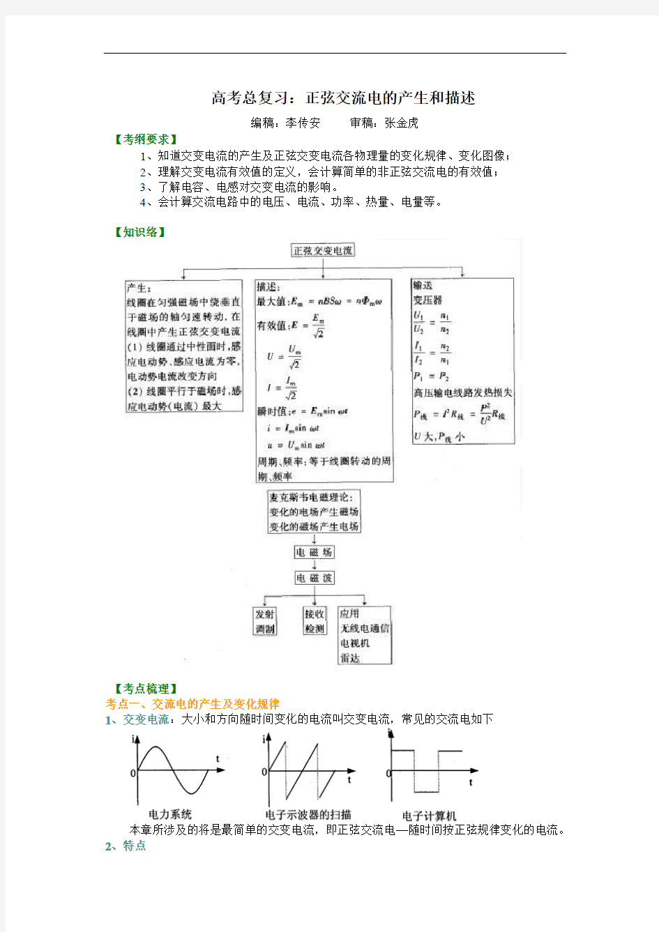 知识讲解 正弦交流电的产生和描述(基础)