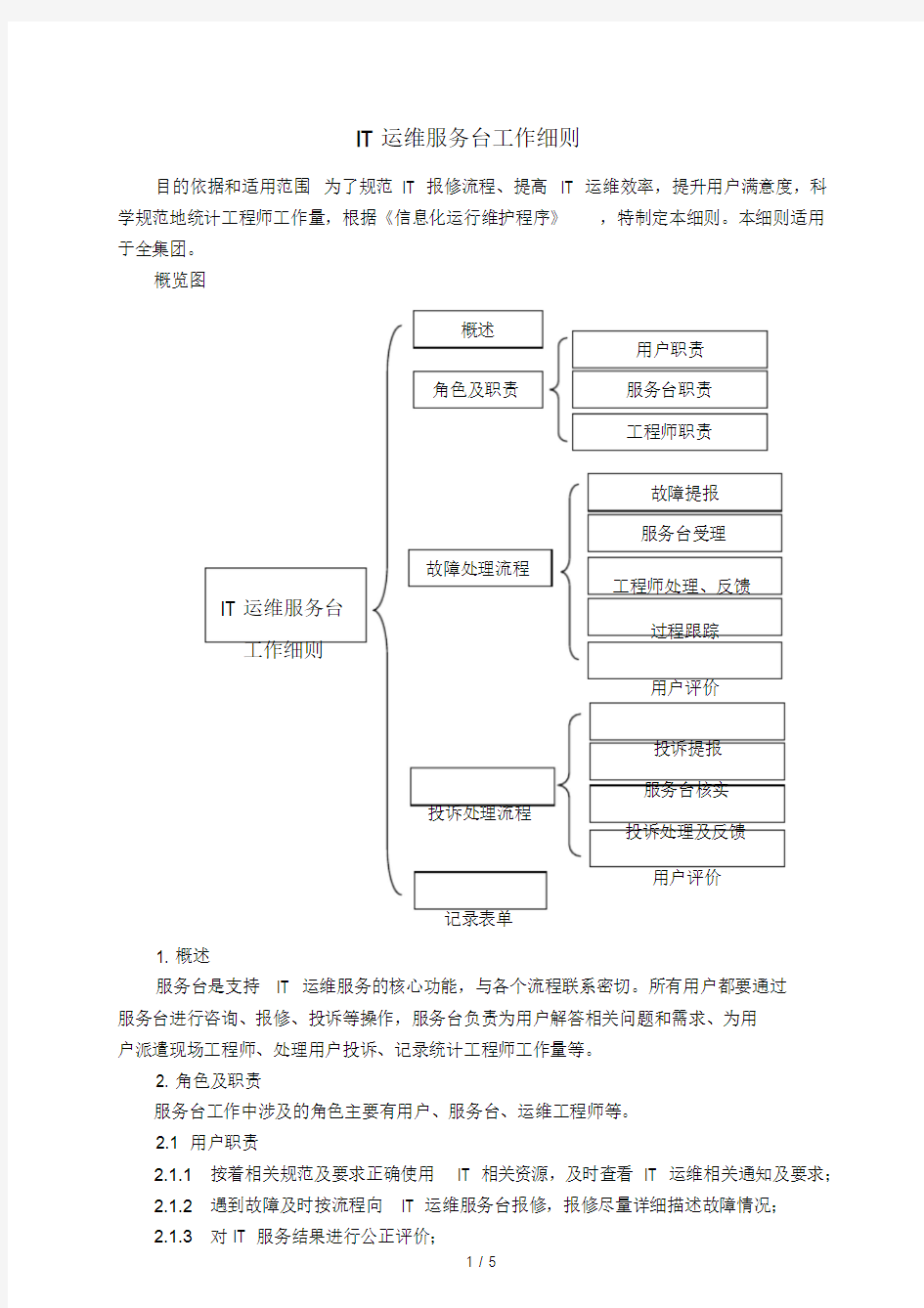 IT运维服务台工作细则.doc