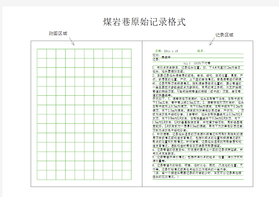 煤矿地质原始记录编录规范要求