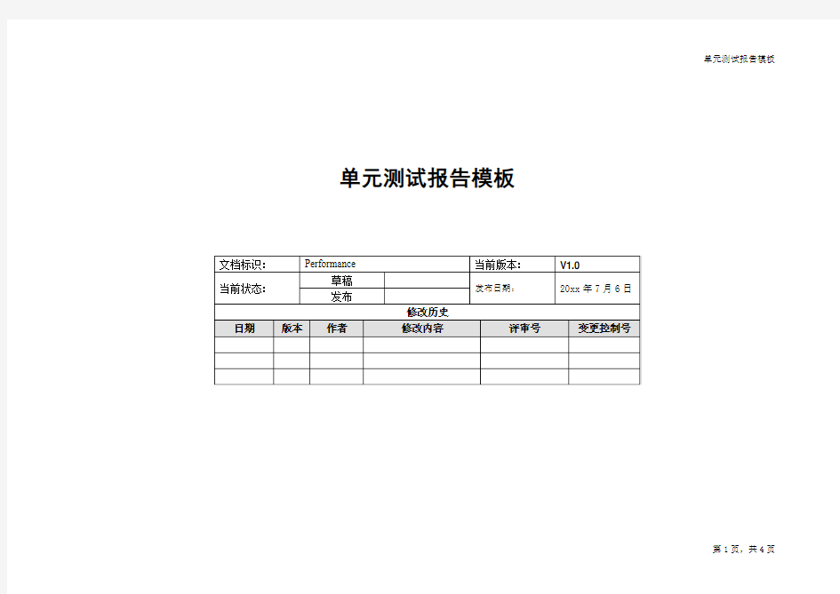 单元测试报告模板