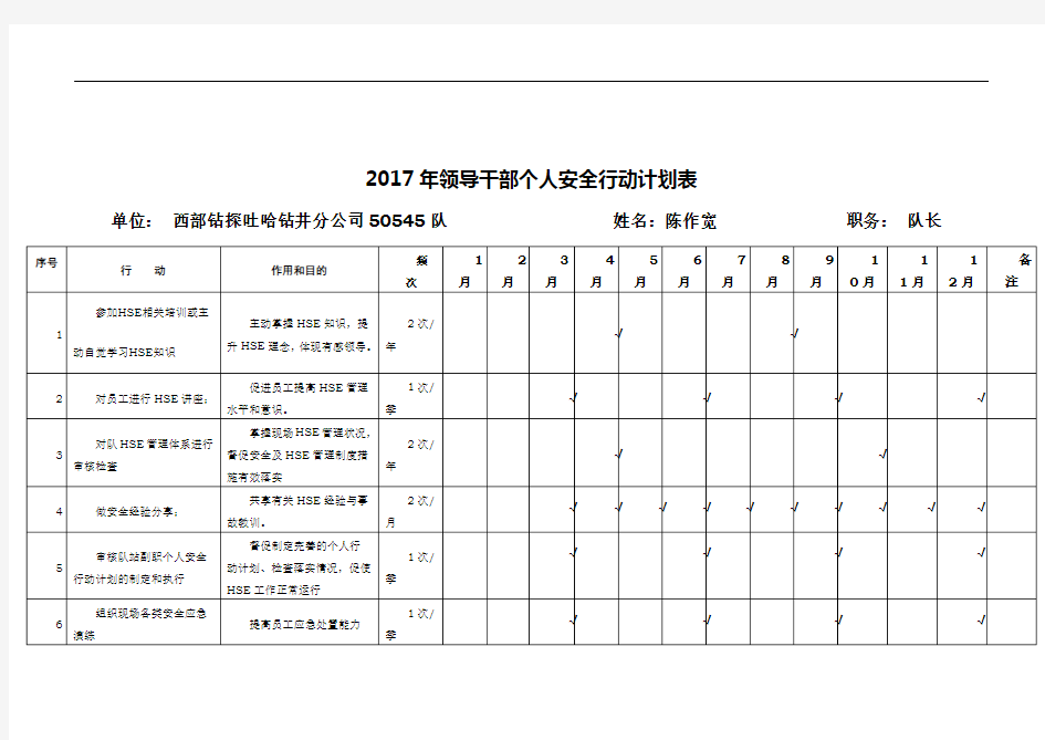 2017年度个人安全行动计划