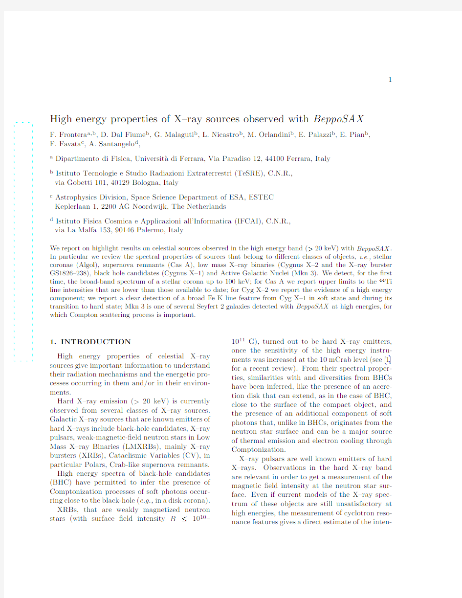 High Energy Properties of X-ray Sources observed with BeppoSAX