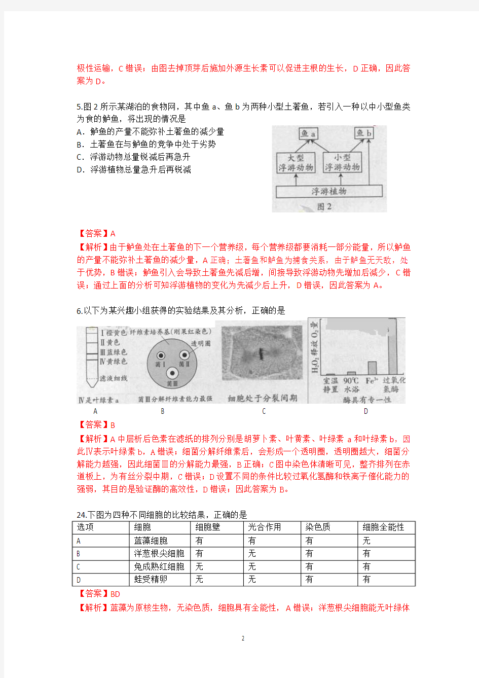 2013年高考真题——理综生物(广东A卷)解析版