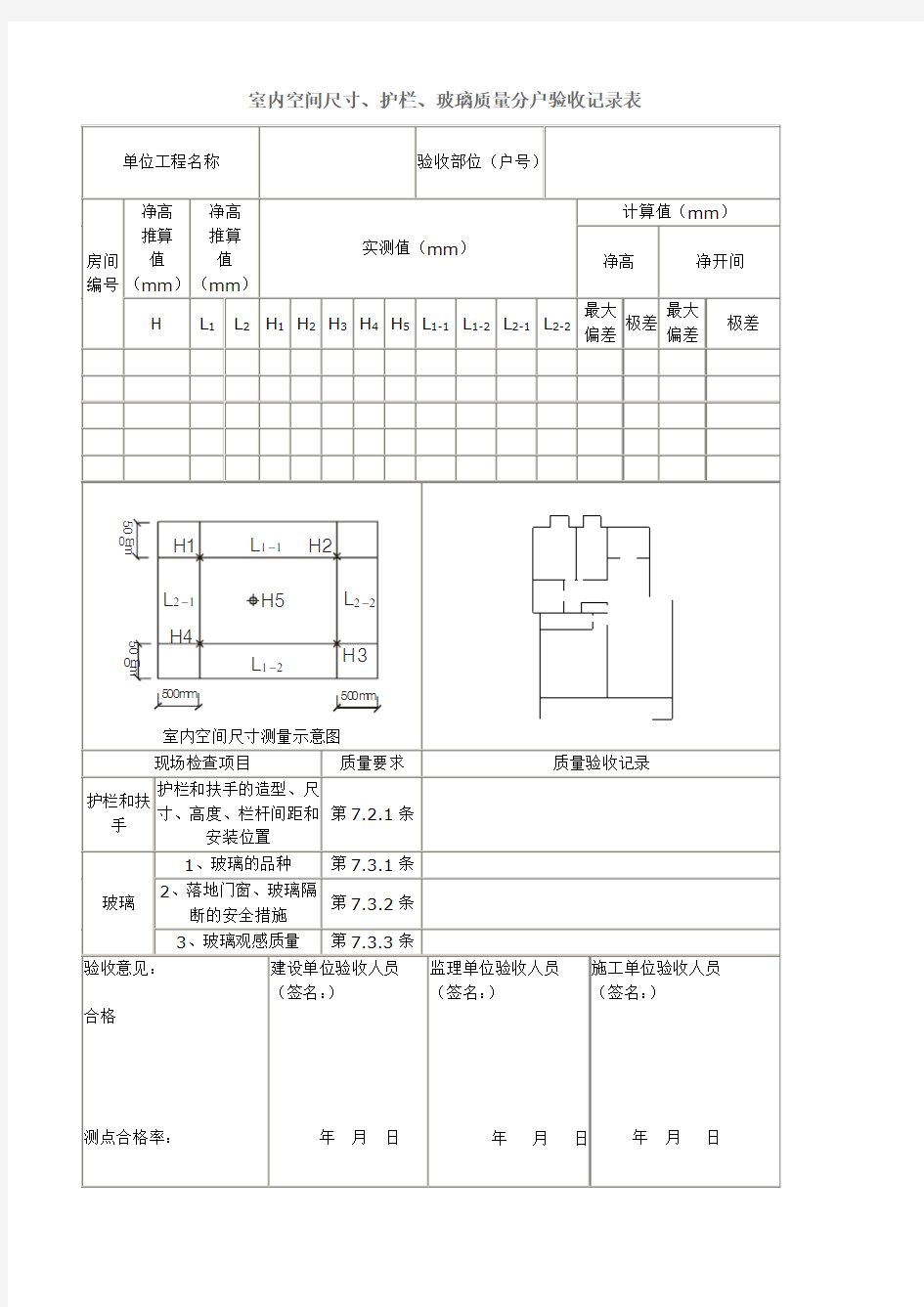 室内空间尺寸表