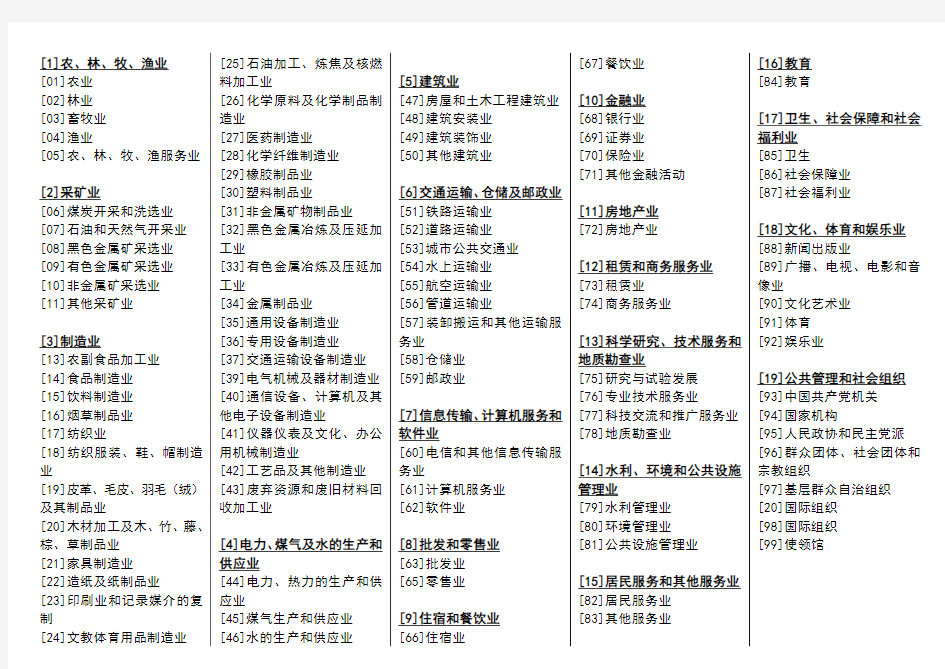 中华人民共和国国家统计局-行业分类标准