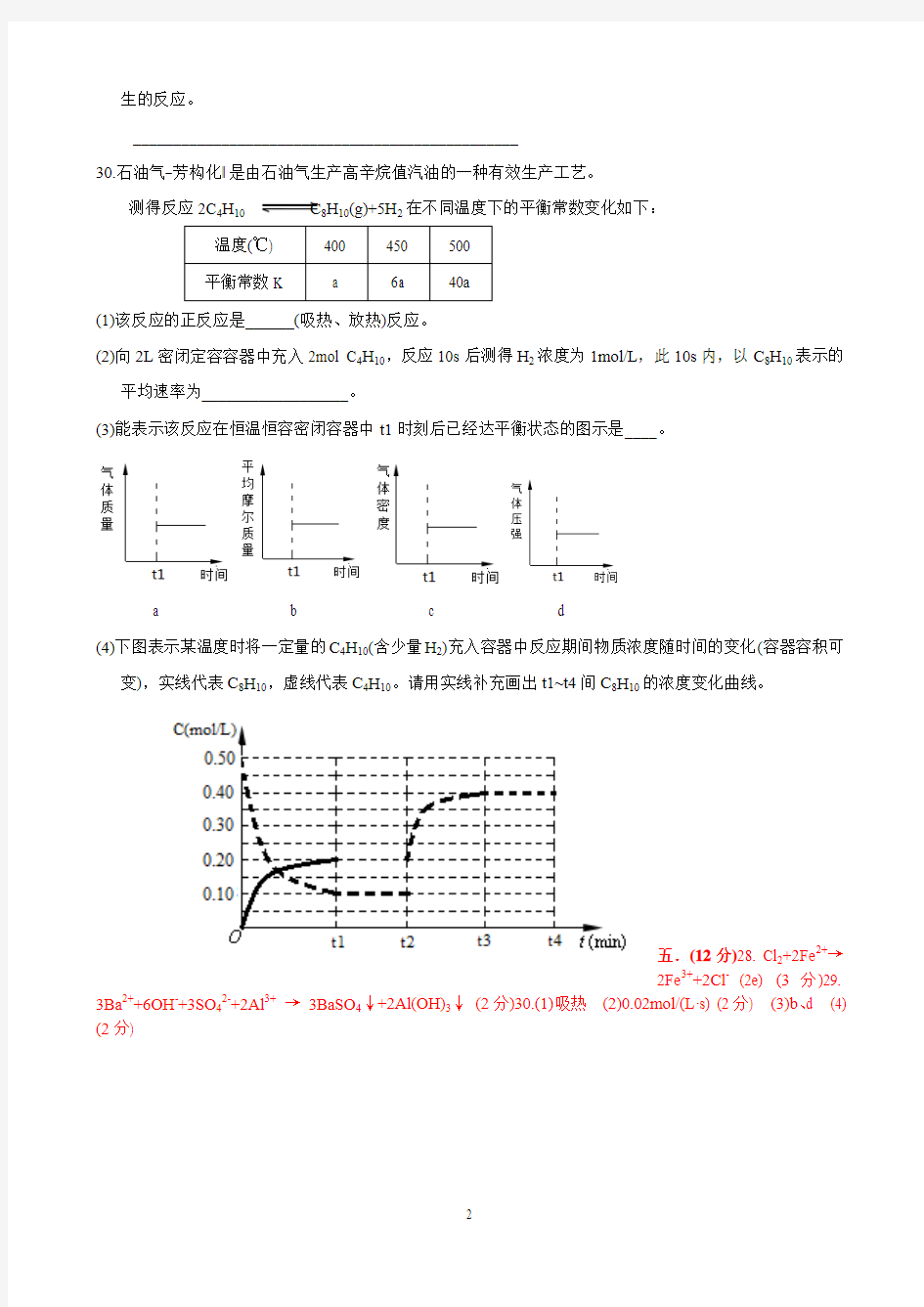 上海市17区县2014届高三二模化学试题分类汇编 -16-基础理论综合-教师版