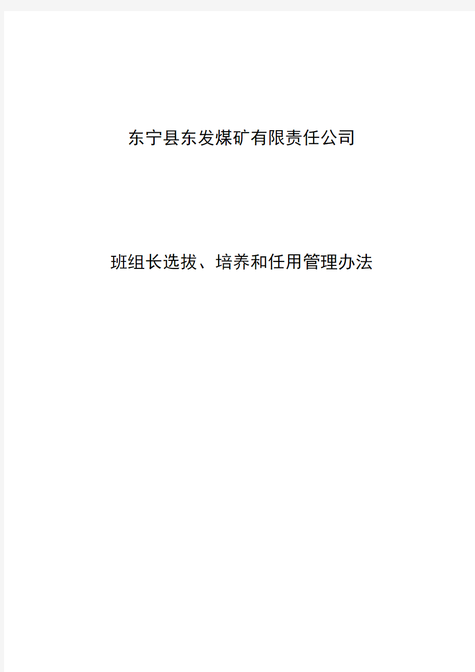 班组长选拔、培养和任用管理办法