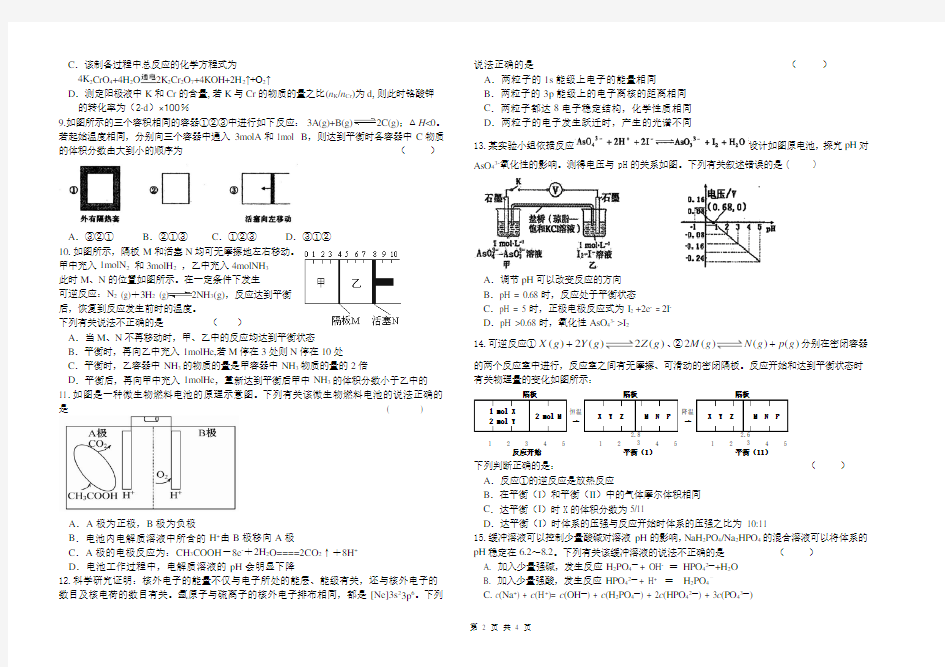 (完整版)人教高中化学选修4测试卷(含答案)