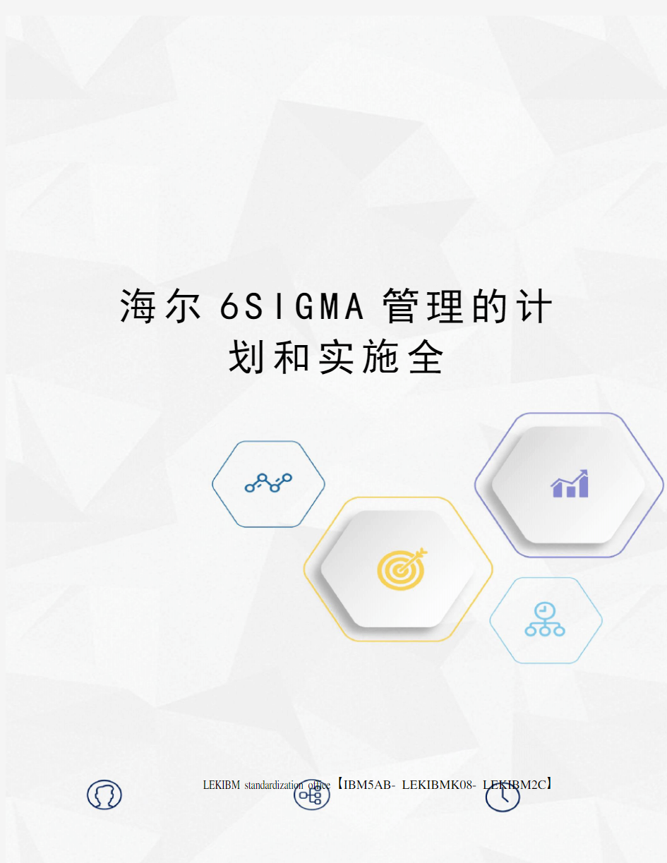 海尔6SIGMA管理的计划和实施全