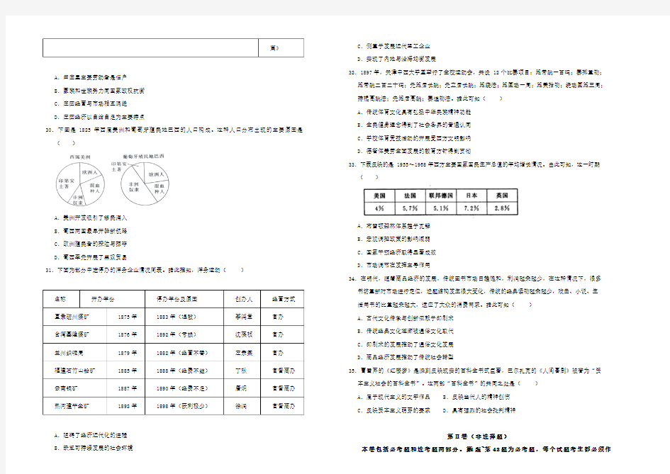 2019届高三历史最新信息卷(十一)