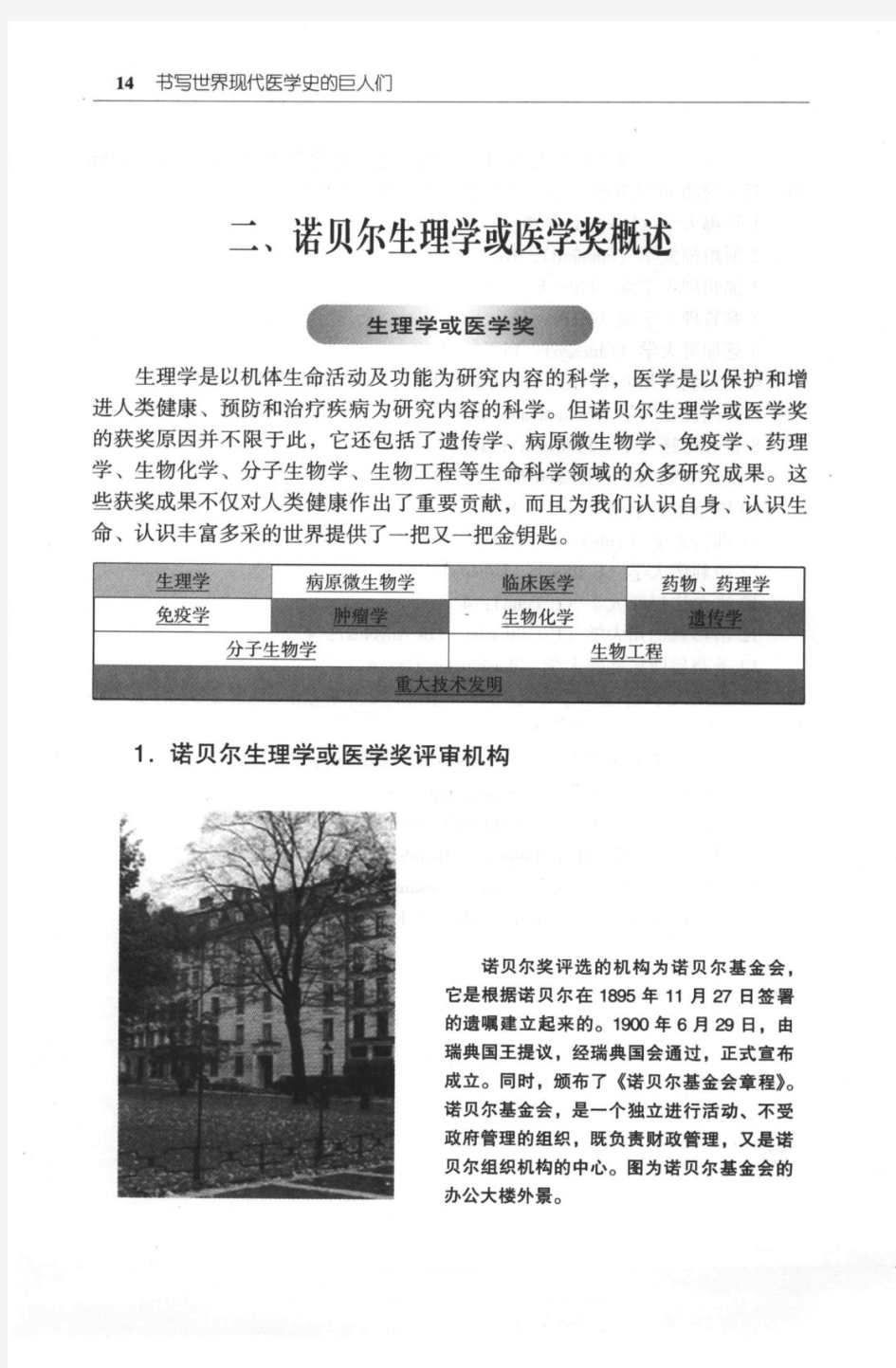 诺贝尔生理学或医学奖概述