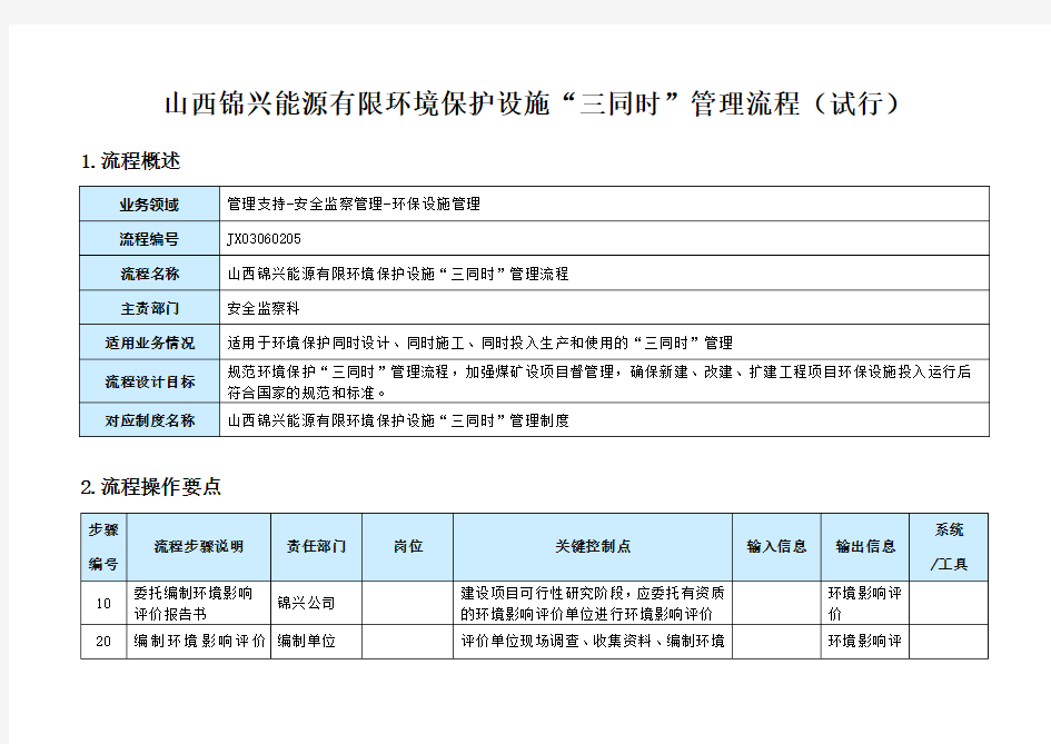 环保三同时流程