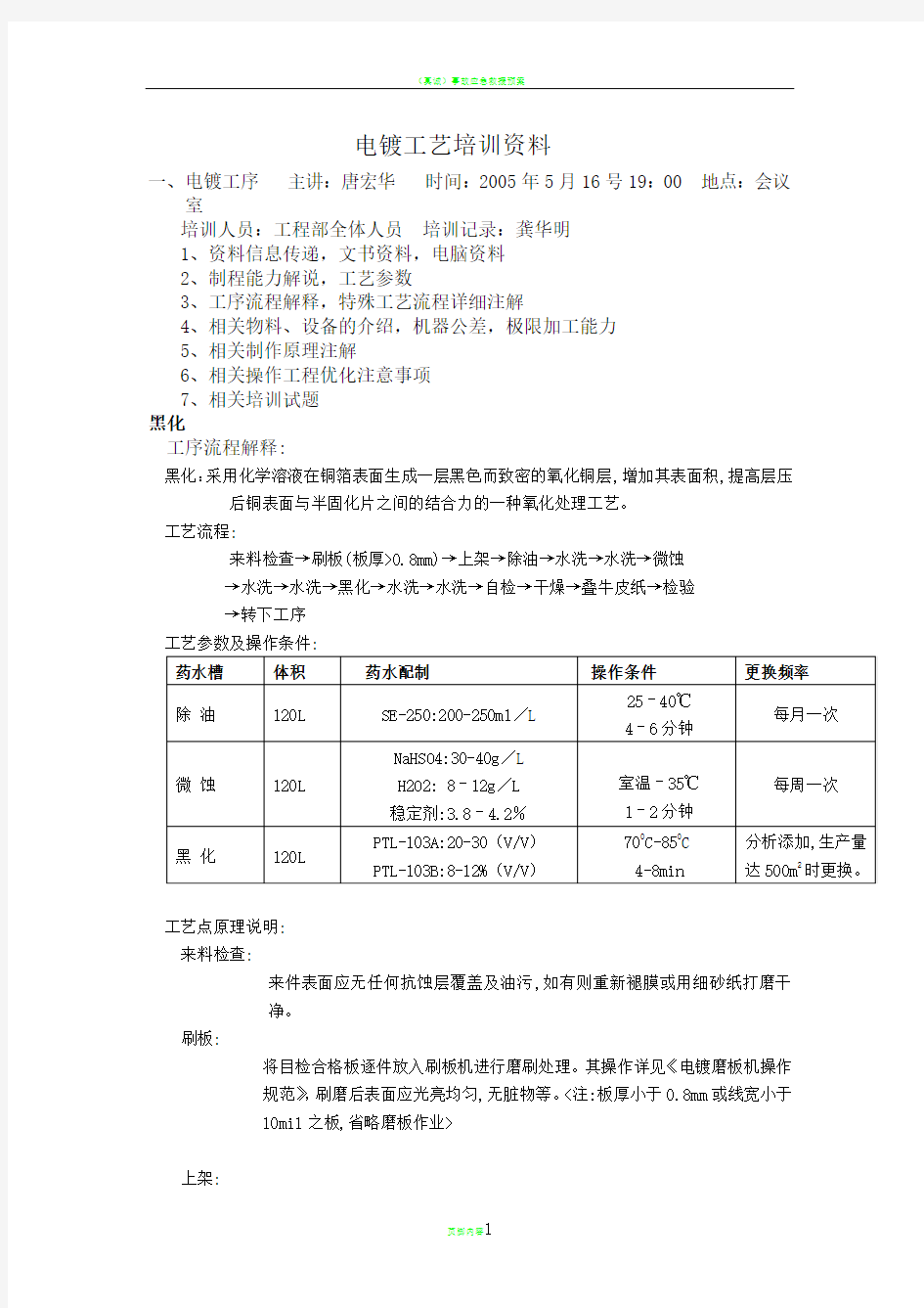 电镀工艺培训教材