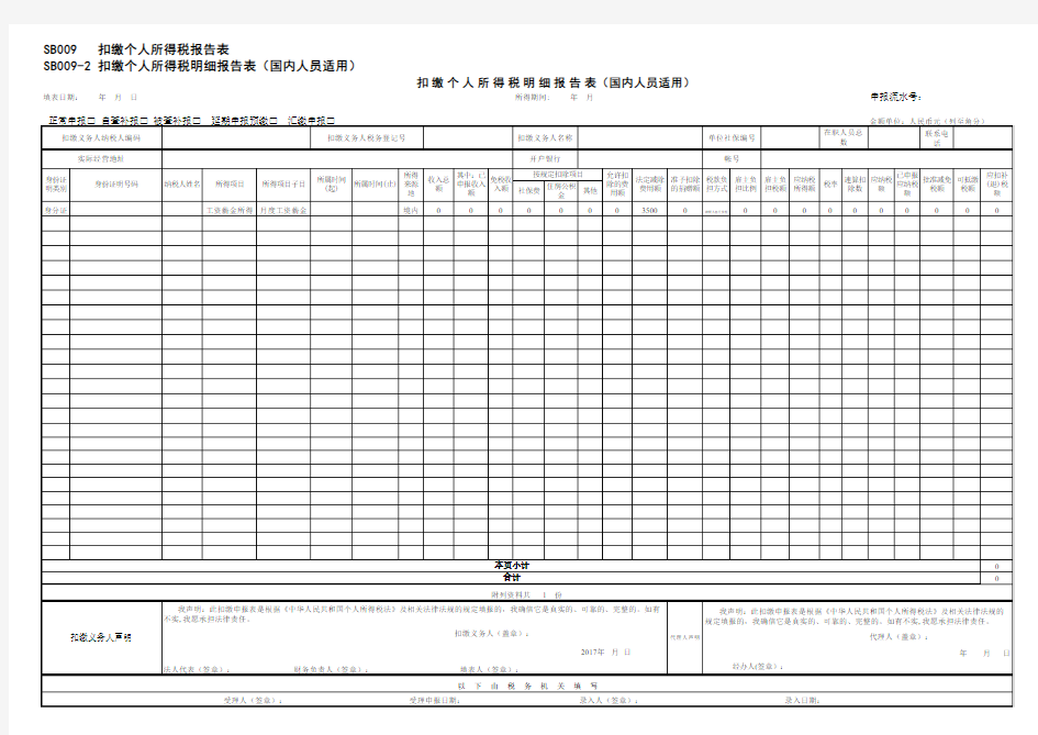 个人所得税汇总明细表格