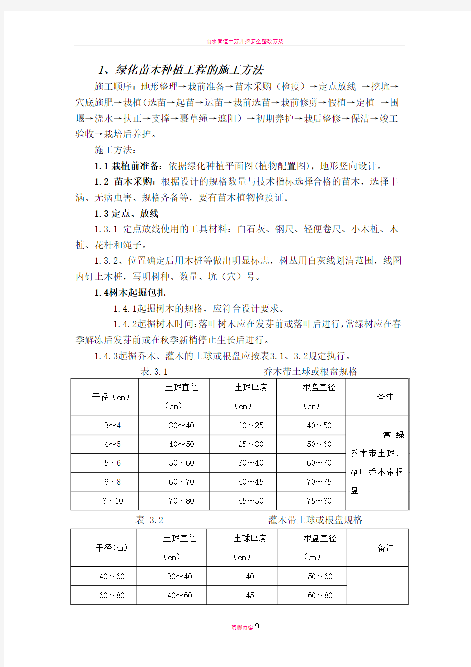 绿化苗木施工方案