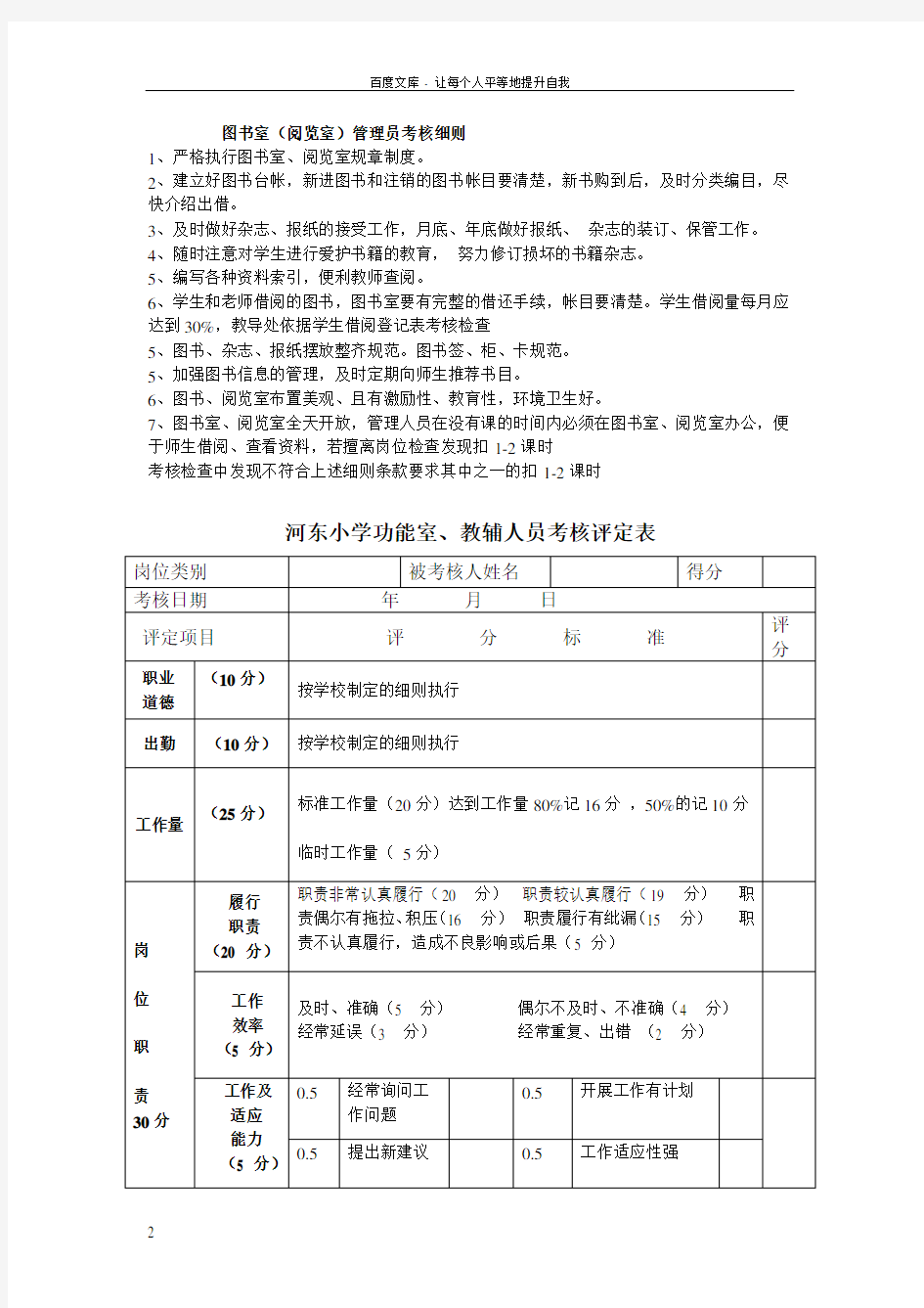 各功能室考核细则