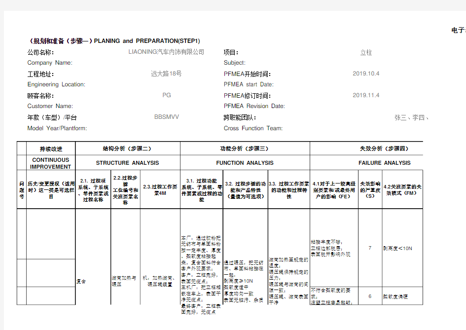 新版AIAG-VDA-FMEA--PFMEA 实例 一般