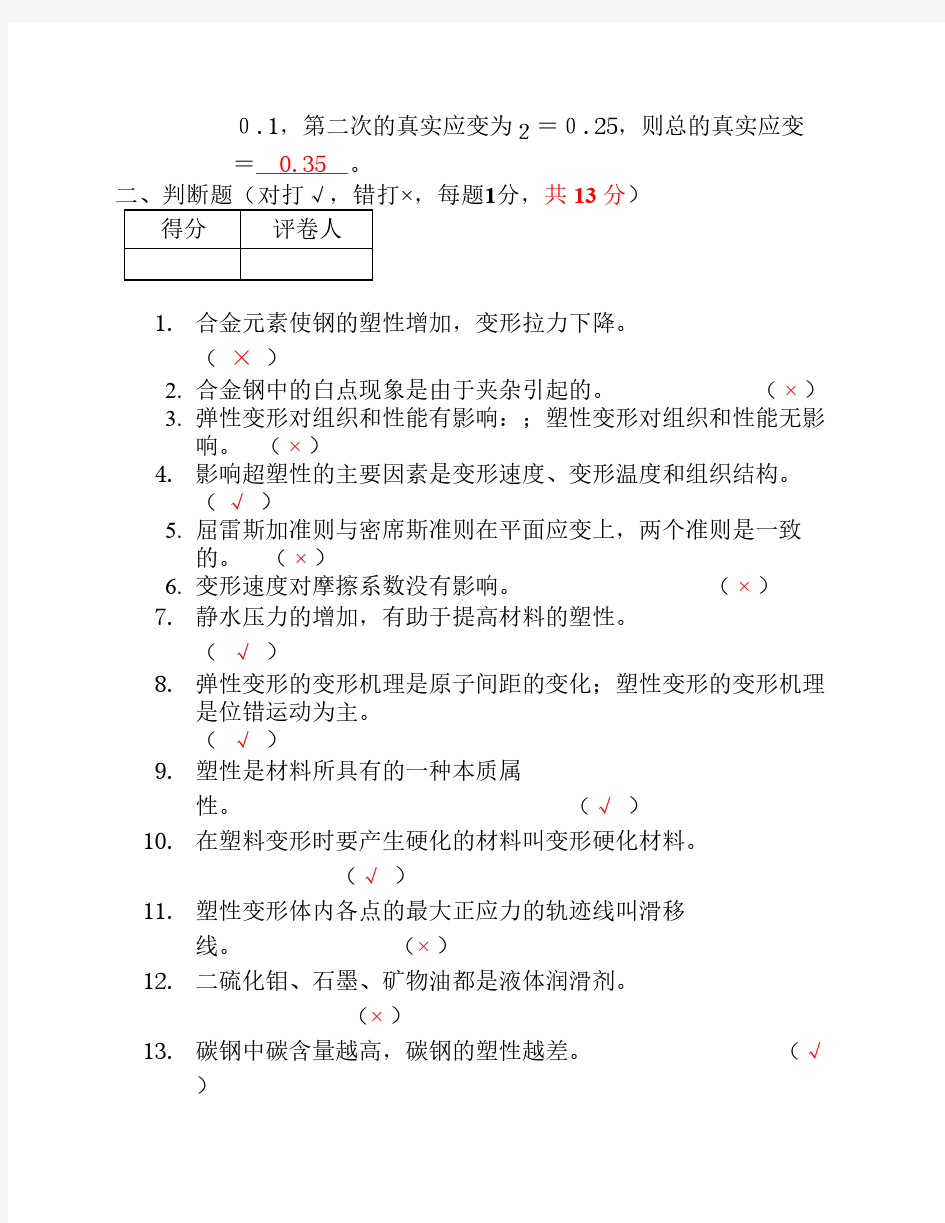 重庆理工大学材料成型原理09考试试卷B-答案