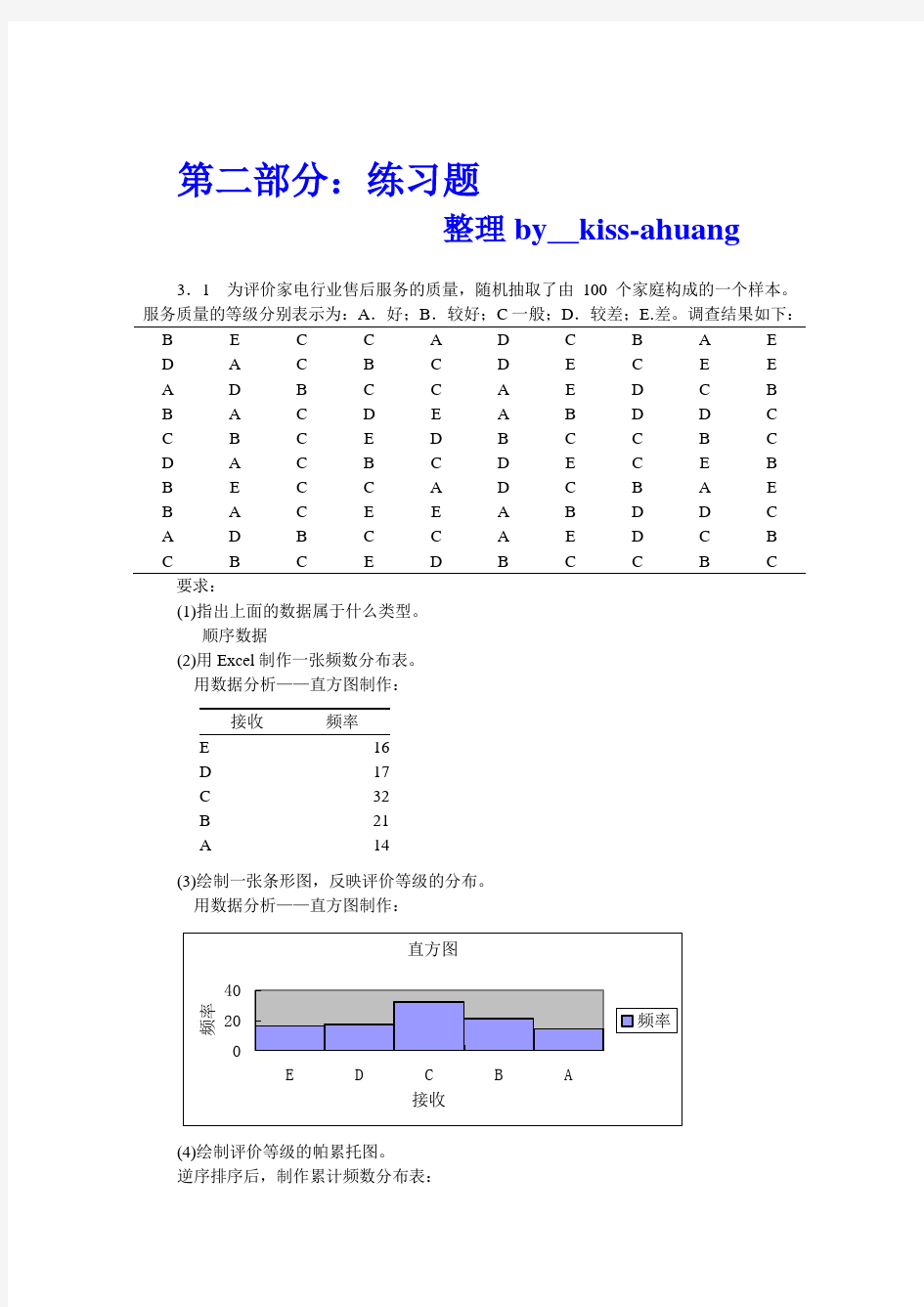 统计学(贾俊平等)第五版课后习题答案(完整版) 人大出版社