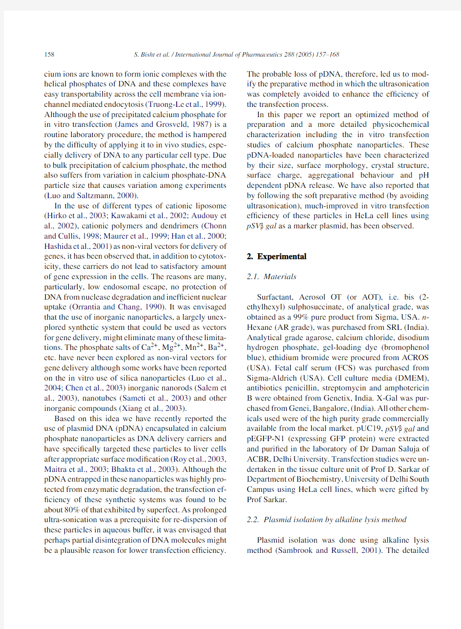 pDNA loaded calcium phosphate nanoparticles_ highly efficient non-viral vector for gene delivery