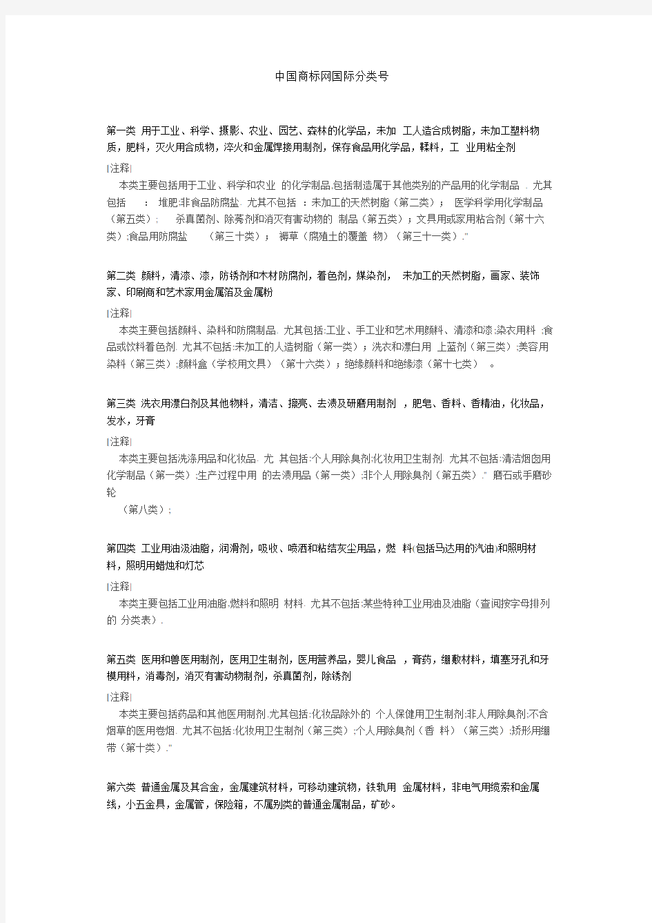 中国商标网国际分类号