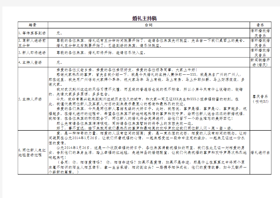 婚礼主持台词(超有文采的台词、超详细的流程、配上超好的音乐,不用改,直接背熟就可以用了)