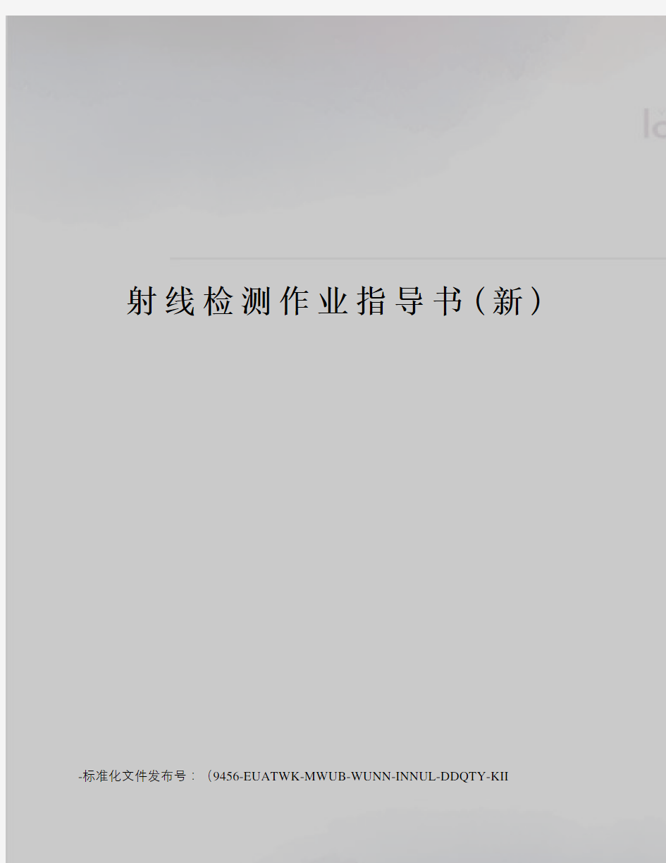 射线检测作业指导书(新)