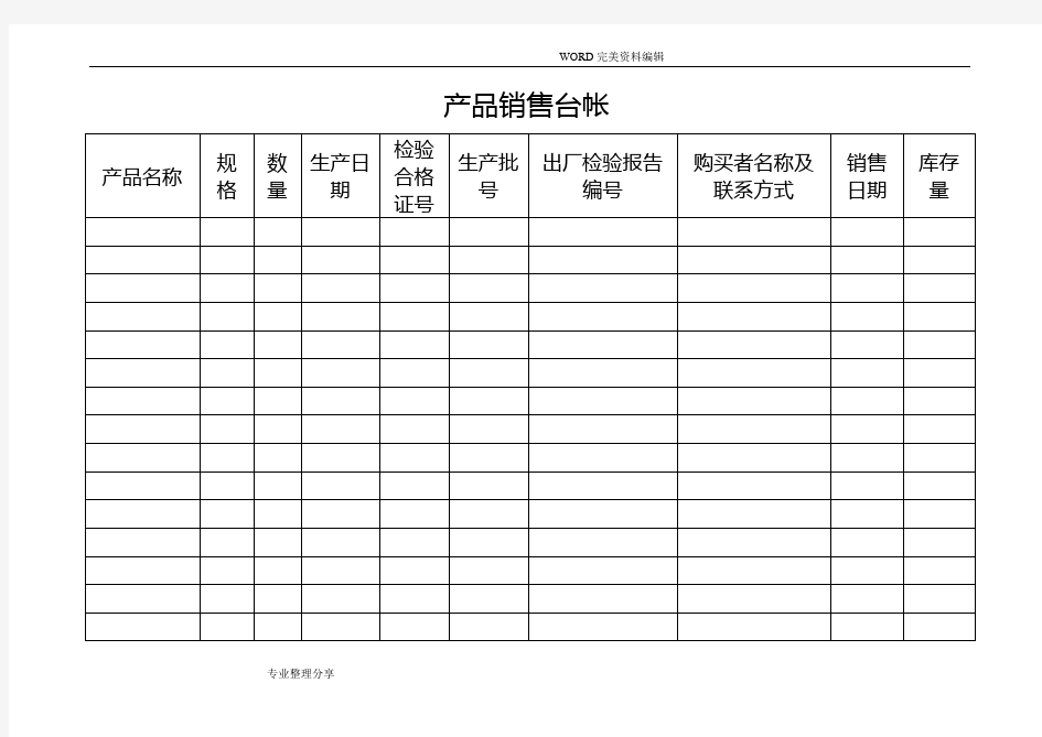 食品企业(全套)记录表格