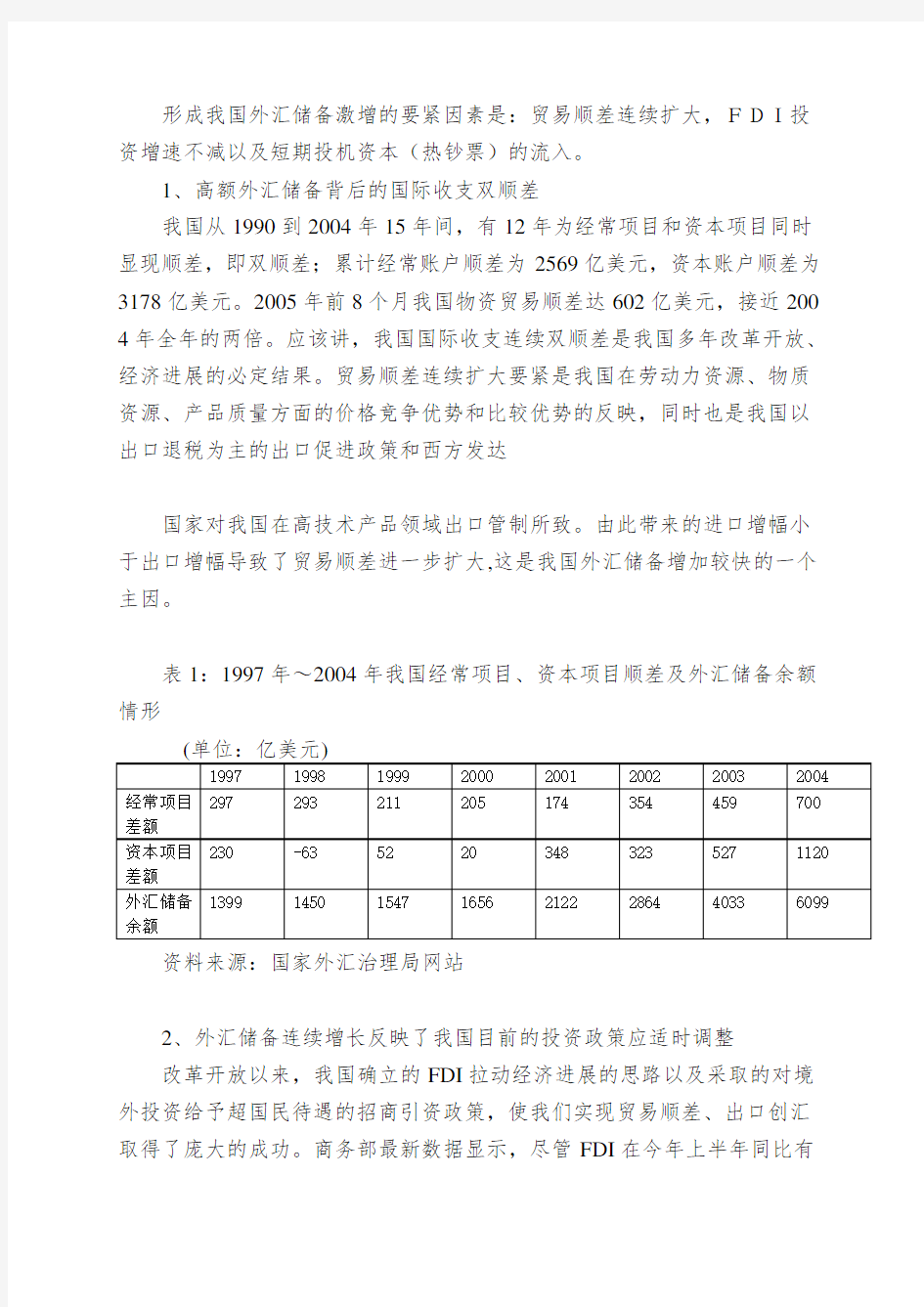 中国外汇储备状况诊断报告