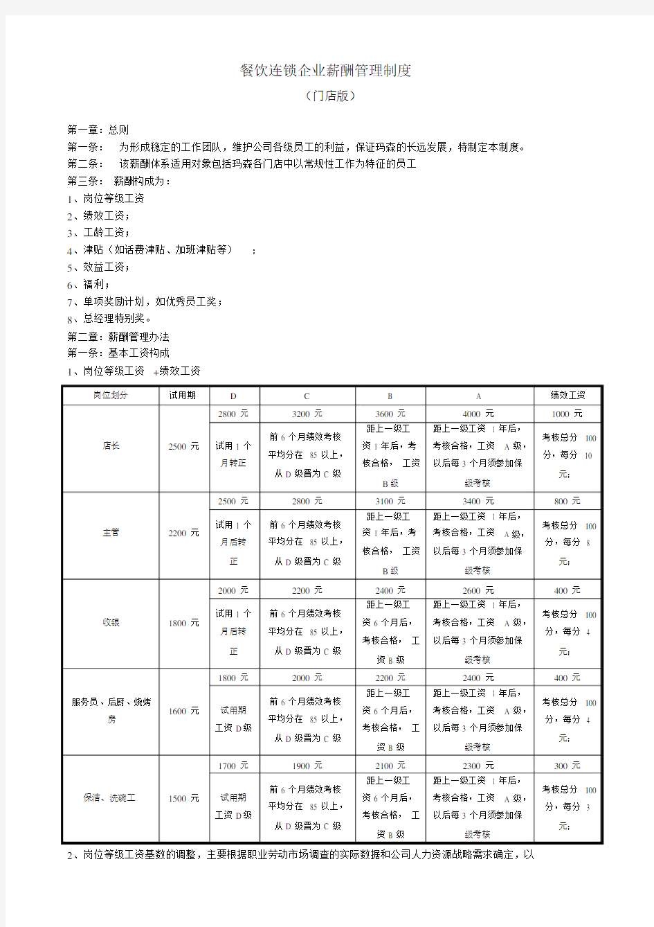 餐饮连锁企业薪酬制度.doc