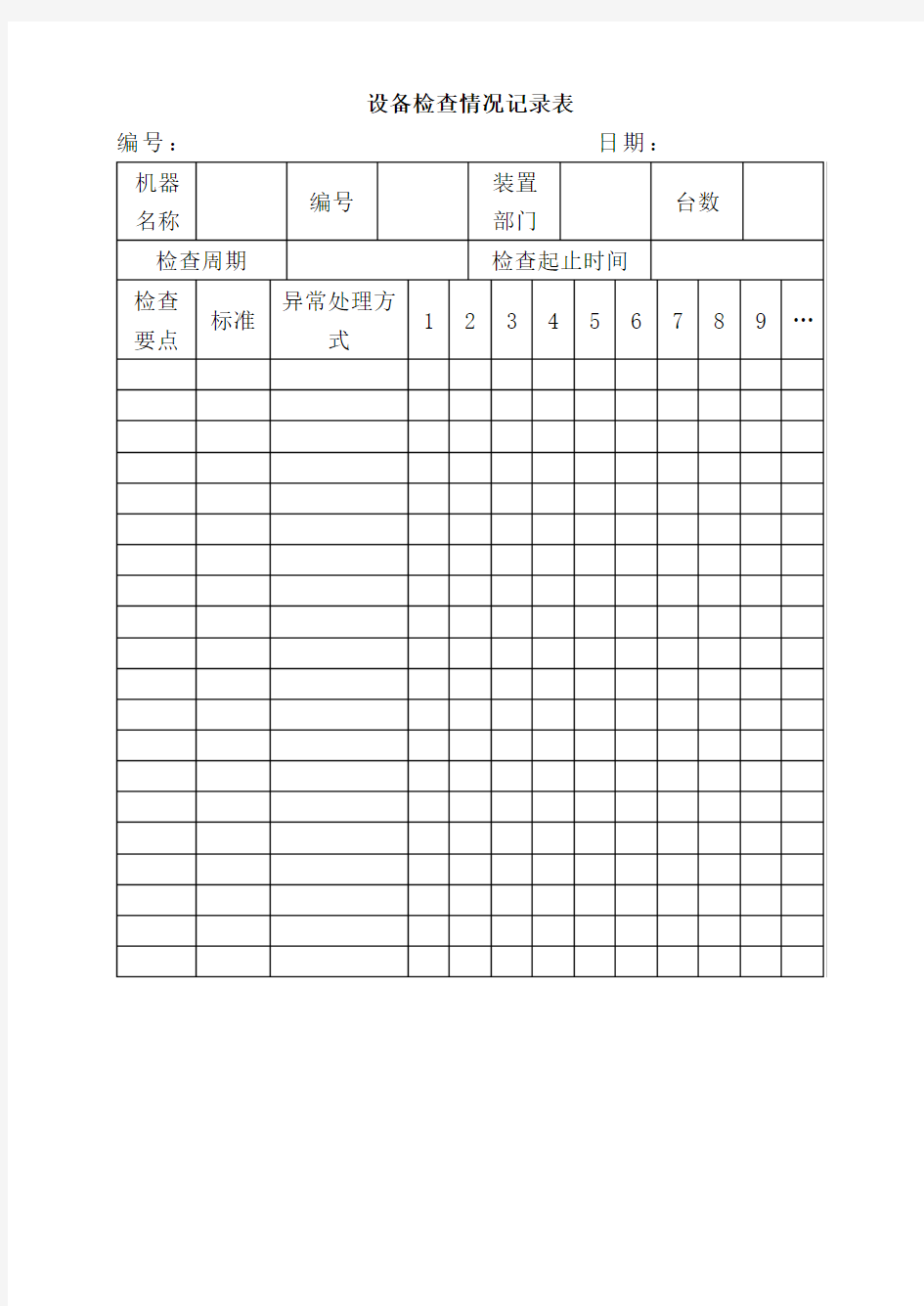 设备检查情况记录表