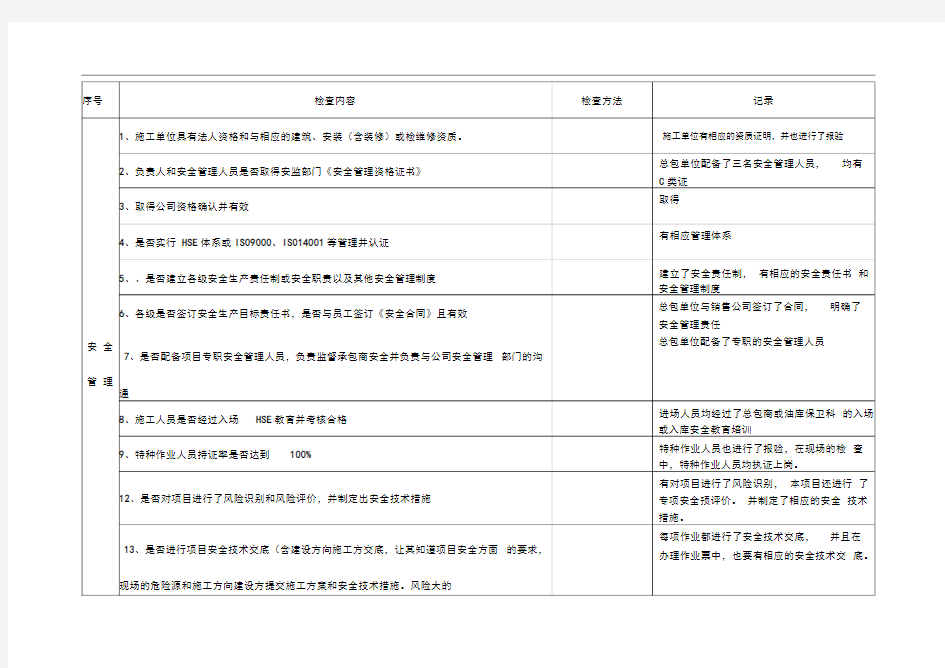 施工方安全检查表
