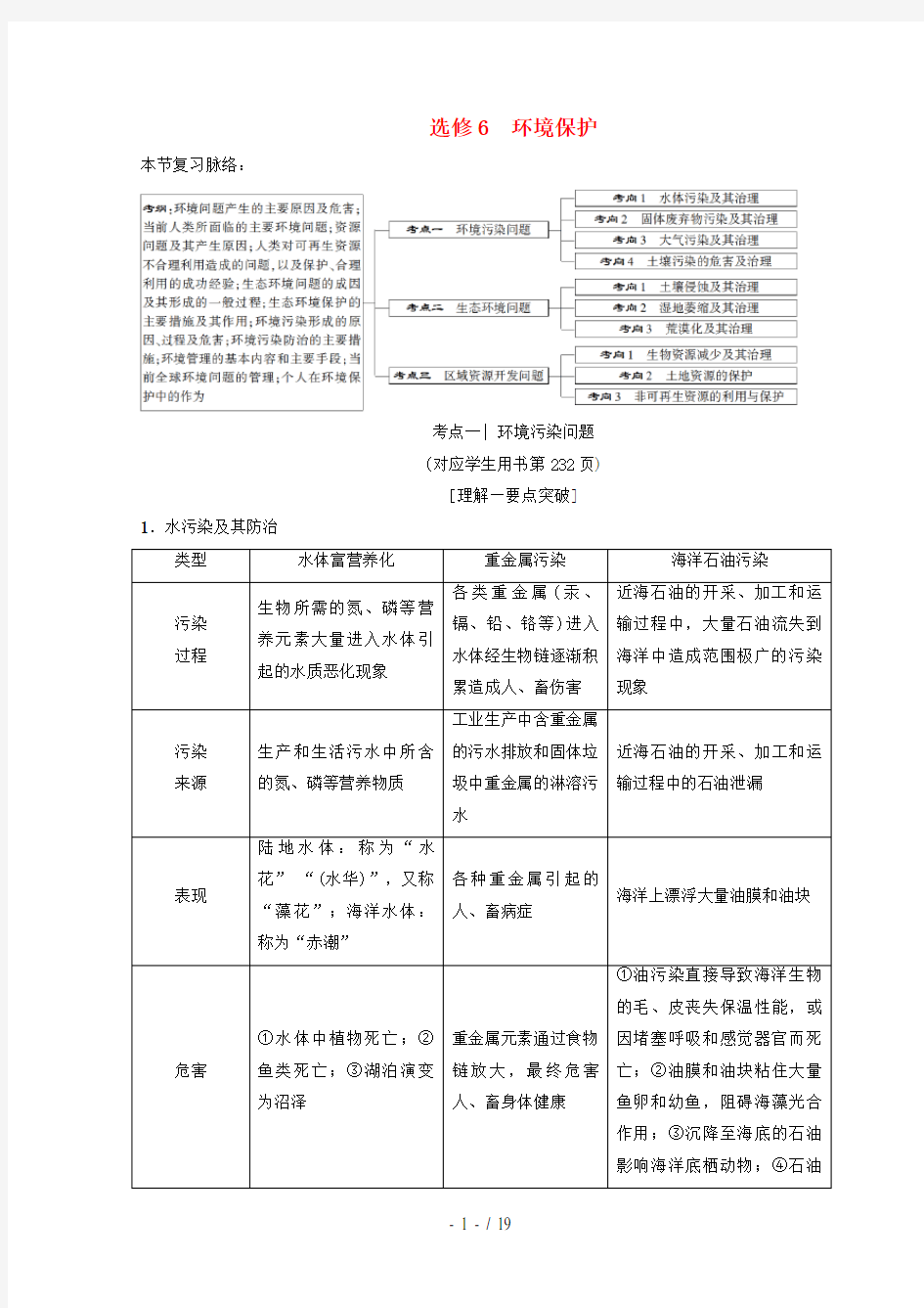 高考地理一轮复习环境保护学案中图版选修6