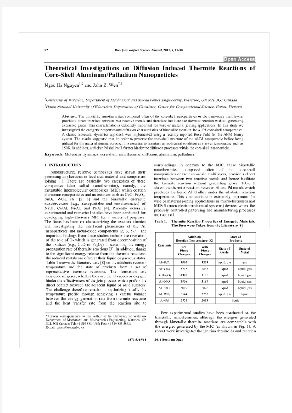 Theoretical Investigations on Diffusion Induced Thermite Reactions of CoreShell  Nanoparticles