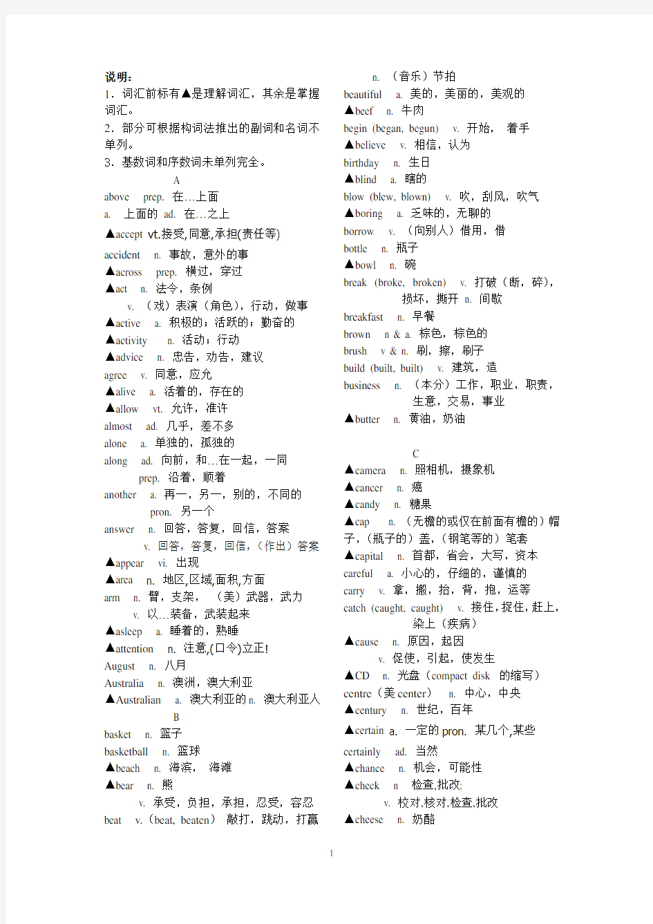 800个初中英语阅读高频核心词汇