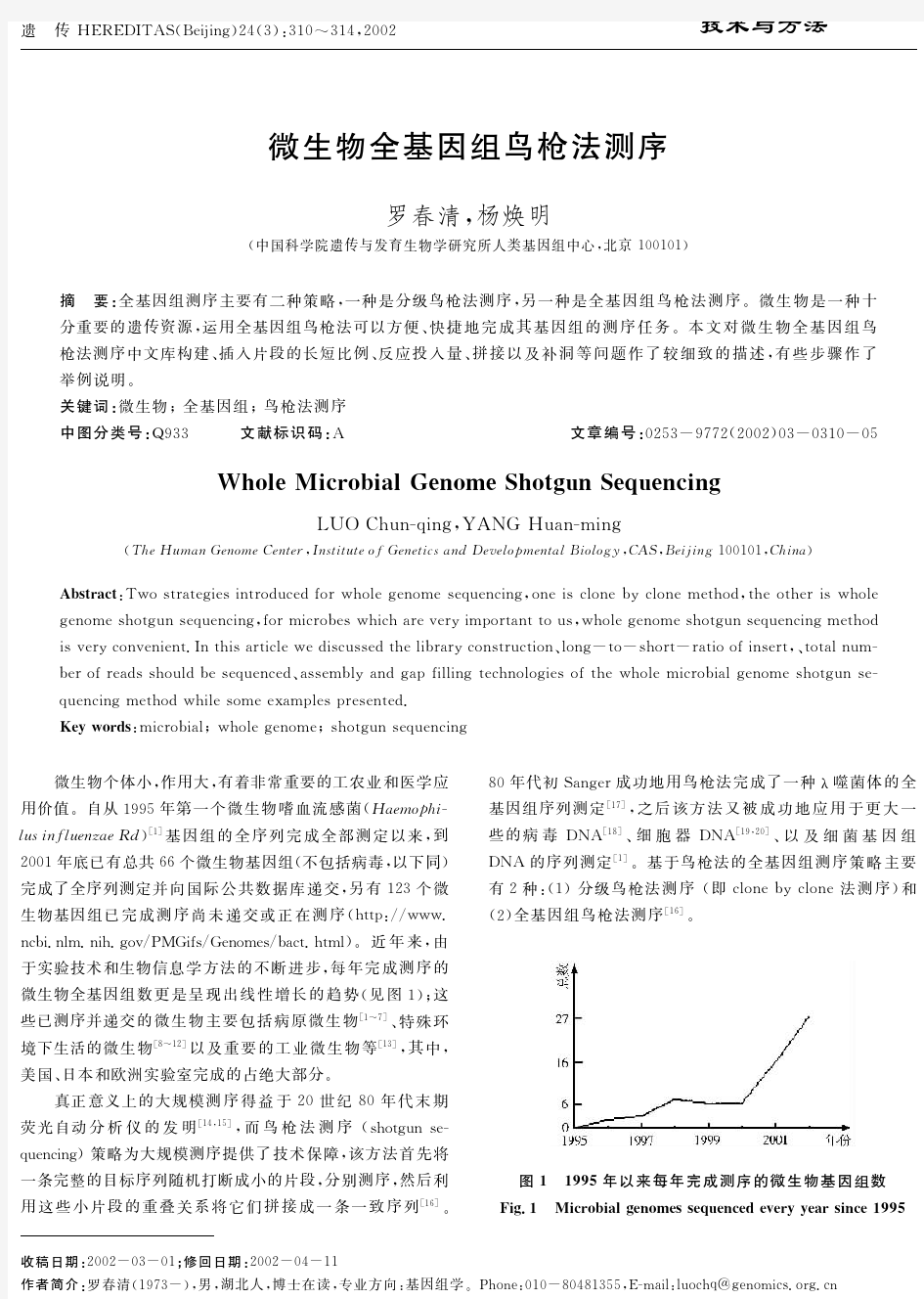 微生物全基因组鸟枪法测序 Whole Microbial Genome Shotgun Sequencing