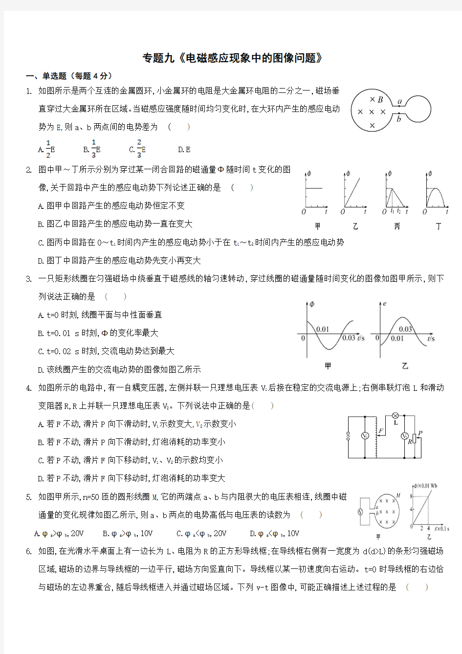 专题九《电磁感应现象中的图像问题》